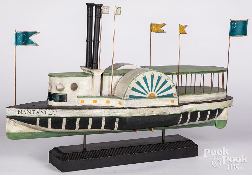 Appraisal: Folk art ship model of the sidewheeler K William Kautz