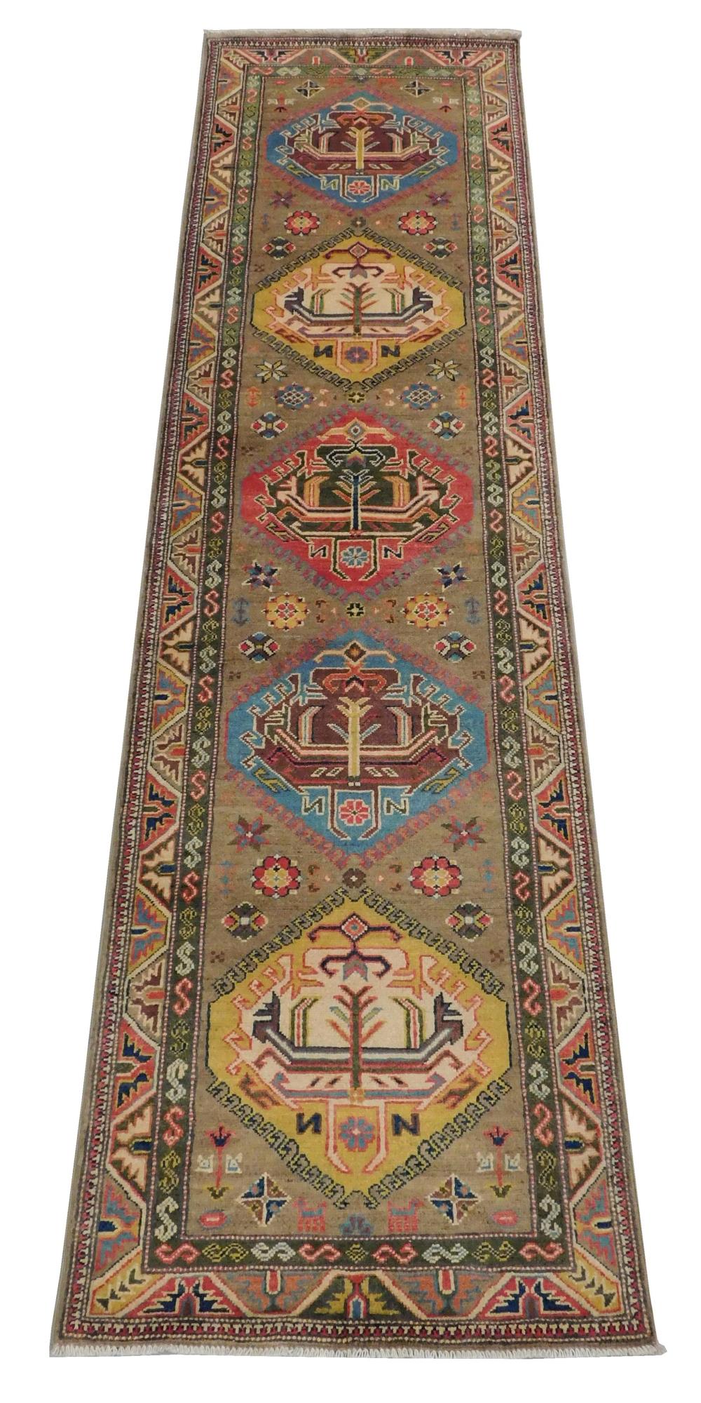 Appraisal: RUG Uzbek Kazak runner ' x ' hand-woven wool light