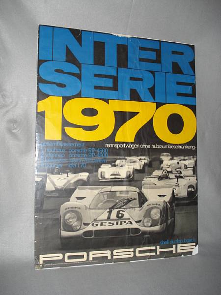 Appraisal: An Inter-Serie Porsche successes poster printed in blue yellow and