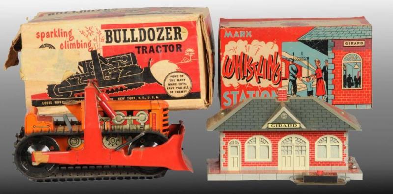 Appraisal: Lot of Tin Marx Toys Description American Includes Whistling train