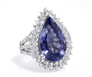 Appraisal: Lady's Platinum Dinner Ring with a pear-shaped carat tanzanite atop