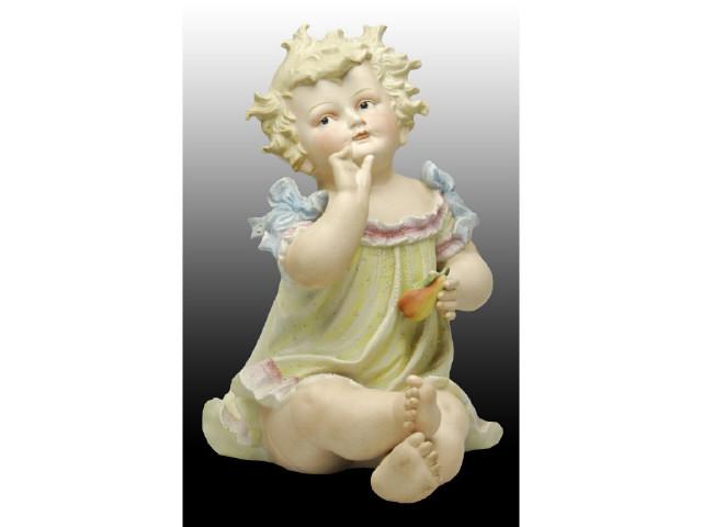 Appraisal: Porcelain German China Piano Baby Holding Pear Description All intact