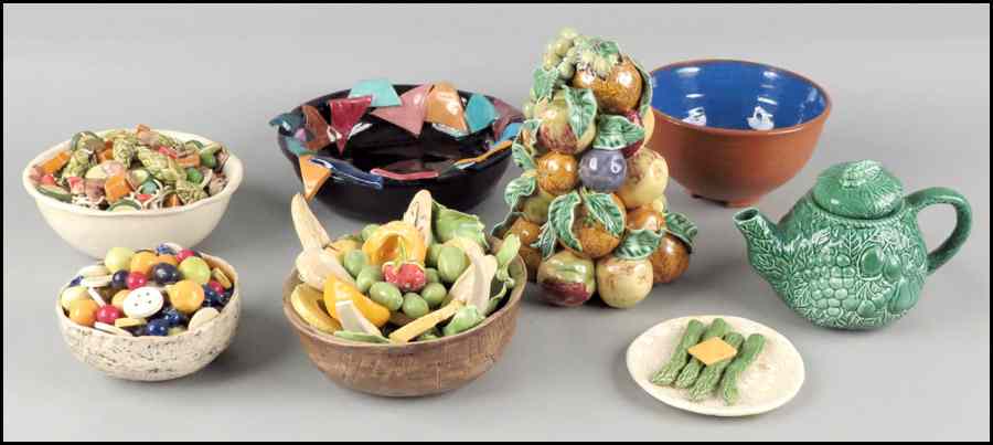 Appraisal: TWO N NICHOLS CERAMIC COMPOSITIONS Depicting a fruit salad and