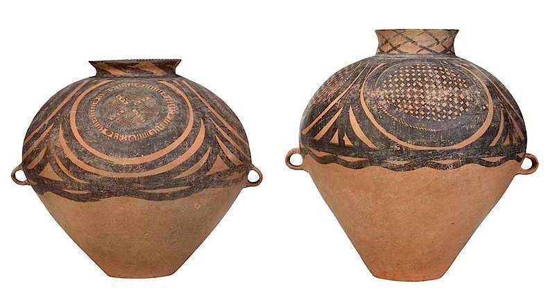 Appraisal: Two Large Early Chinese Earthenware Vessels possibly Neolithic period each