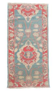 Appraisal: Hand Woven Area Rug Wool Floral design on teal background