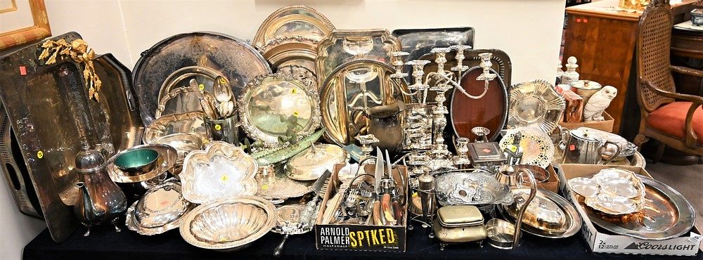 Appraisal: Table Lot of Silver Plate to include several chargers and