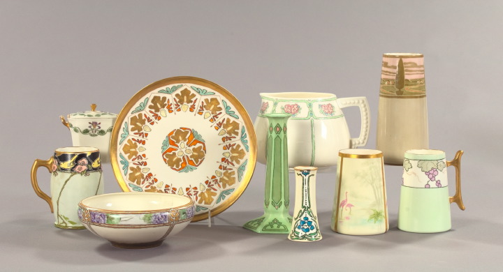 Appraisal: Ten-Piece Collection of Hand-Painted American Belleek Porcelain comprised of a