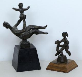 Appraisal: GROSS Chaim Two Bronze Mother Child Sculpture Bot signed on