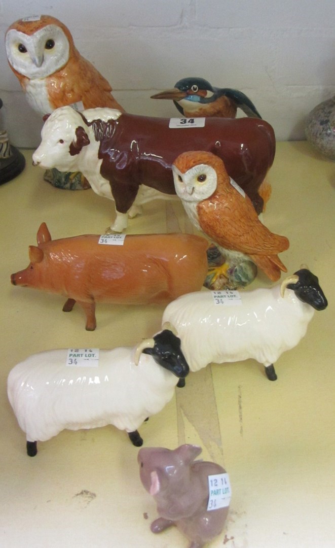 Appraisal: Two Beswick owls a Beswick kingfisher a Beswick mouse a