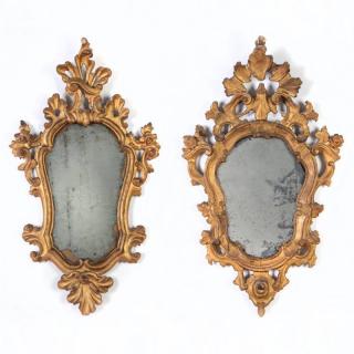 Appraisal: Near pair Italian Rococo giltwood girandole mirrors th th c