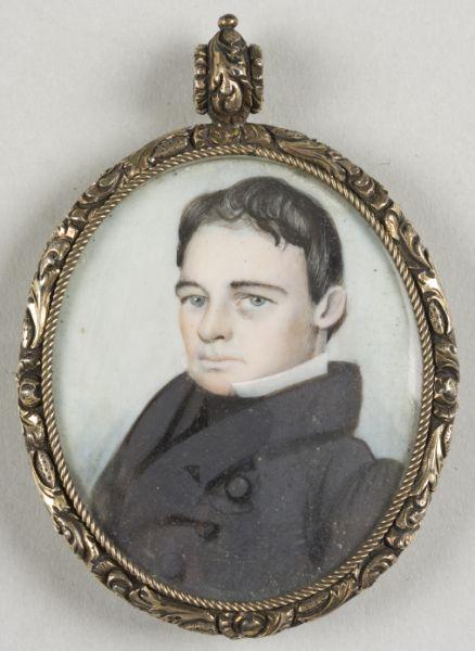 Appraisal: Portrait Miniature Gentleman Circa s watercolor on ivory of unidentified