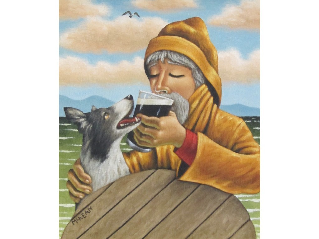 Appraisal: GRAHAM MCKEAN b THE DRINKING FISHERMAN AND HIS DOG Oil