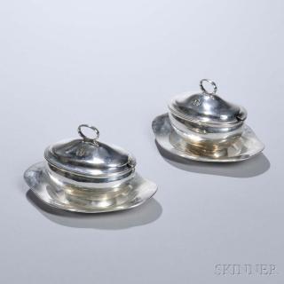 Appraisal: Pair of George III Sterling Silver Sauce Tureens and Undertrays