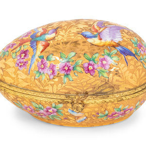 Appraisal: A Le Tallec Gilt Bronze Mounted Painted Porcelain Egg Box