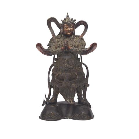 Appraisal: Large Lacquered Bronze Figure of Wei Tuo th th Century