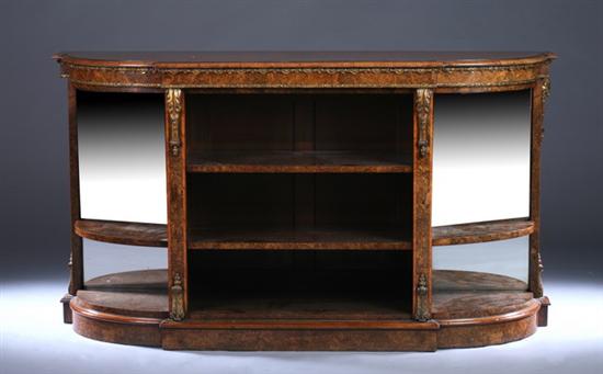 Appraisal: ENGLISH BURLED WALNUT VENEERED DESSERT TABLE th century with gilt-metal