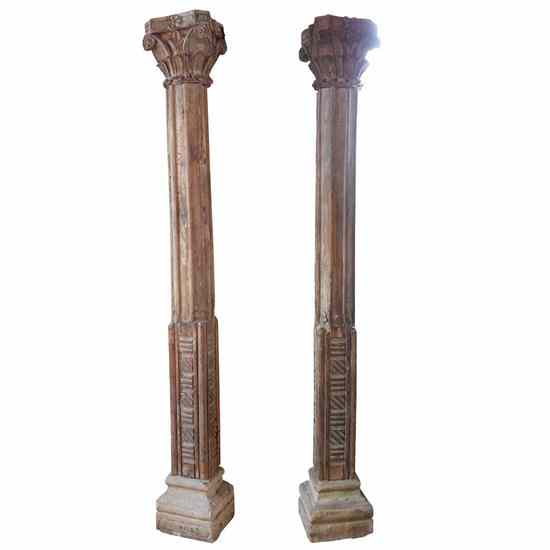 Appraisal: A Pair of Anglo Indian Teak Pillars th century with