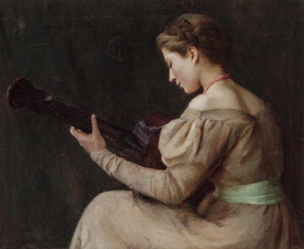 Appraisal: SUSAN WATKINS American - Woman Playing a Guitar oil on