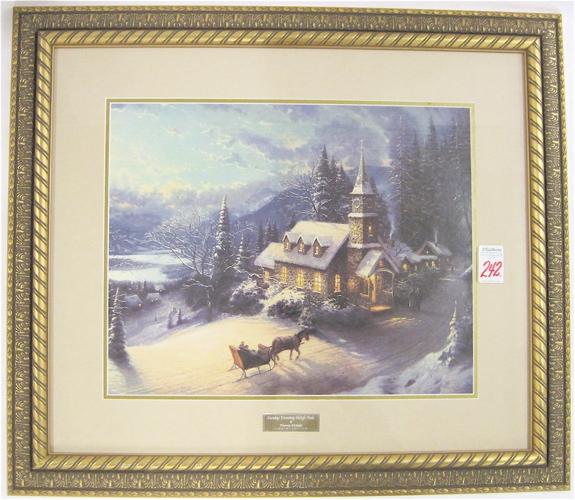 Appraisal: THOMAS KINKADE COLOR LITHOGRAPH American th century titled Sunday Evening