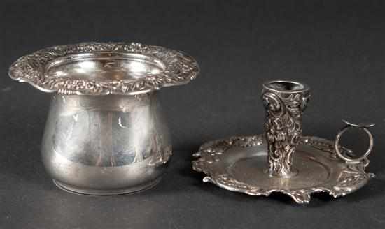 Appraisal: Two American repousse sterling silver table articles toothpick holder S