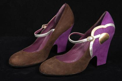 Appraisal: Marc Jacobs suede wedge-heel Mary Janes contemporary Brown and violet