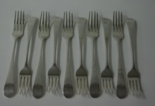 Appraisal: A set of ten George III silver forks RF Edinburgh