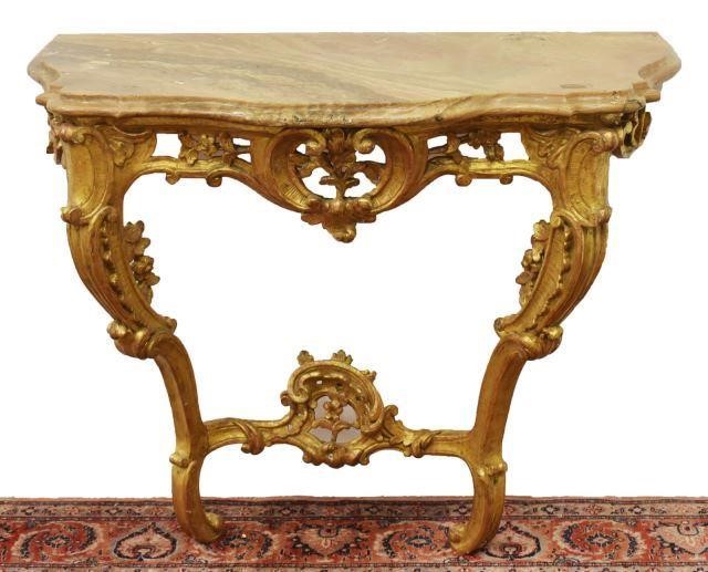 Appraisal: Louis XV style giltwood console table having a shaped stone