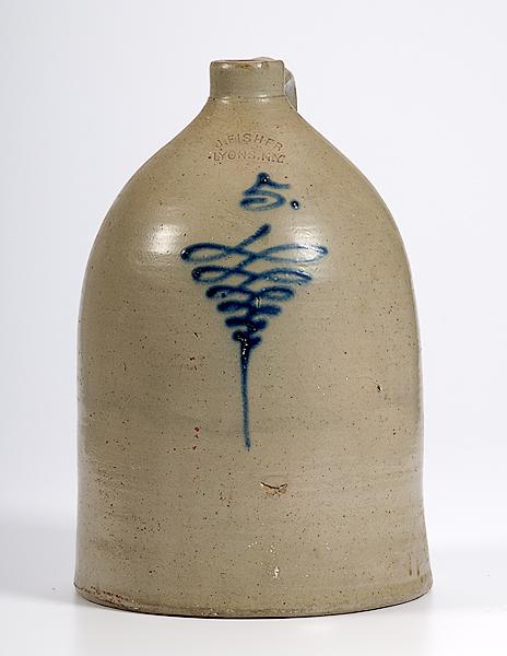 Appraisal: J FISHER LYONS N Y COBALT DECORATED STONEWARE A ca