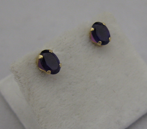 Appraisal: PAIR OF AMETHYST AND KARAT GOLD EAR STUDS each set