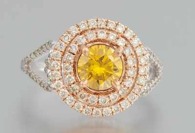 Appraisal: A Ladies' Yellow Diamond and Two Tone Gold Ring k