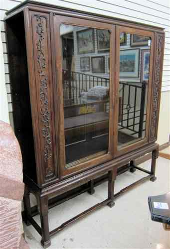 Appraisal: CHINESE STYLE CABINET BOOKCASE ON STAND Otto Fritzsche German -