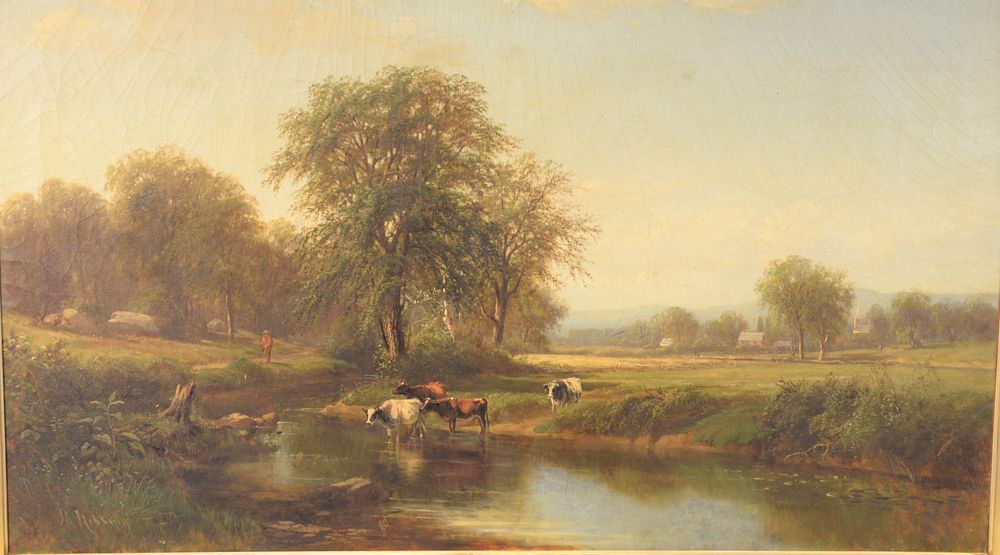 Appraisal: Joseph Antonio Hekking American - Pastoral Scene oil on canvas