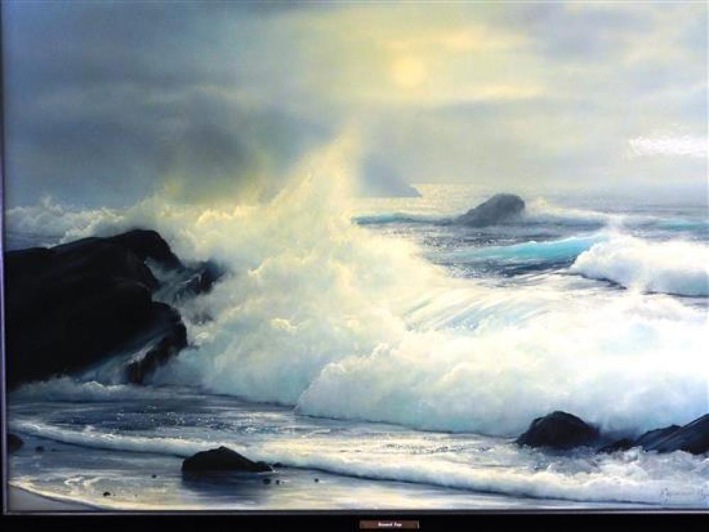 Appraisal: Raymond Page American - oil on board marine scene waves