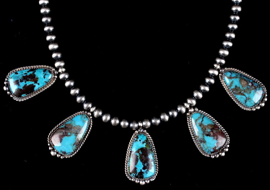 Appraisal: Navajo Sterling Silver Turquoise Necklace For your consideration is a