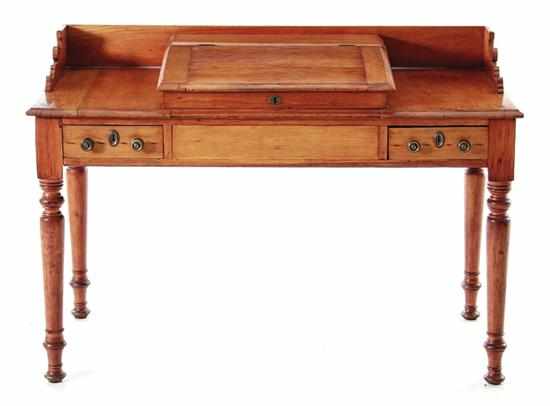 Appraisal: American Sheraton style mixed wood plantation desk mid th century