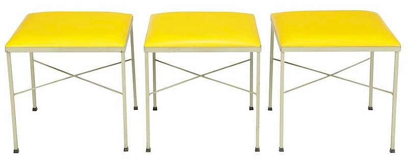 Appraisal: Set Three Upholstered Thonet Stools th century each with paper