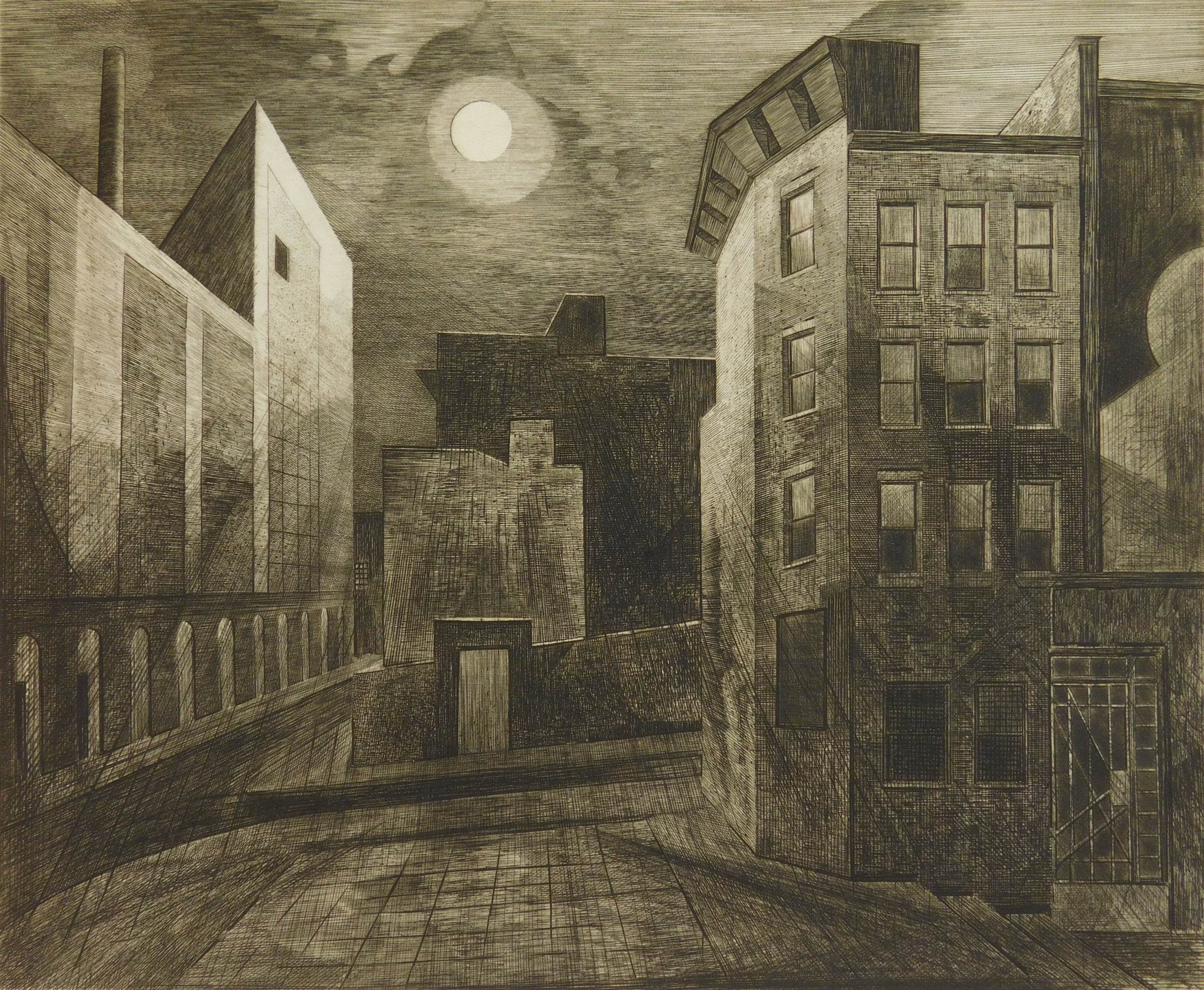 Appraisal: Armin Landeck - ''Manhattan Moonlight'' Kraeft - etching signed in