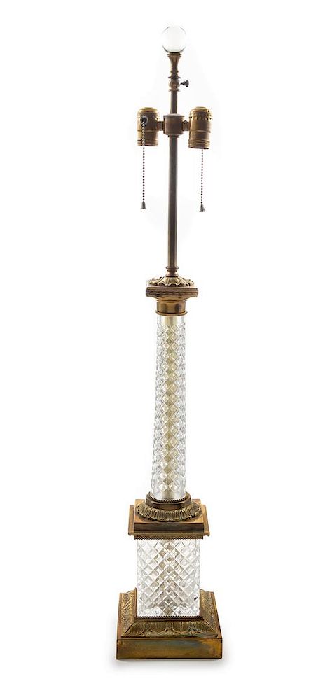 Appraisal: A Continental Gilt Metal Mounted Cut Glass Lamp Height overall