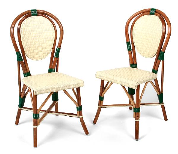 Appraisal: A set of four bamboo side chairs height in width