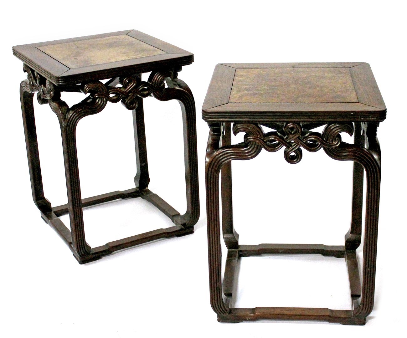 Appraisal: A pair of late th century Chinese urn stands the