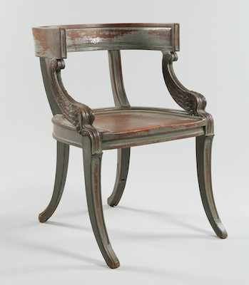 Appraisal: An Unusual Painted and Patinated Chair The wood chair in