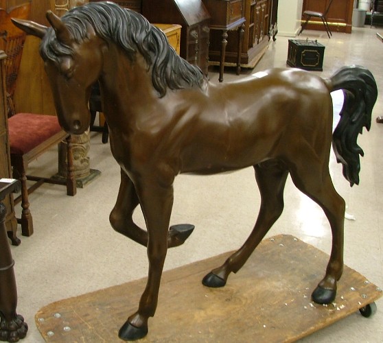 Appraisal: A LARGE EQUESTRIAN BRONZE FLOOR SCULPTURE the study of a