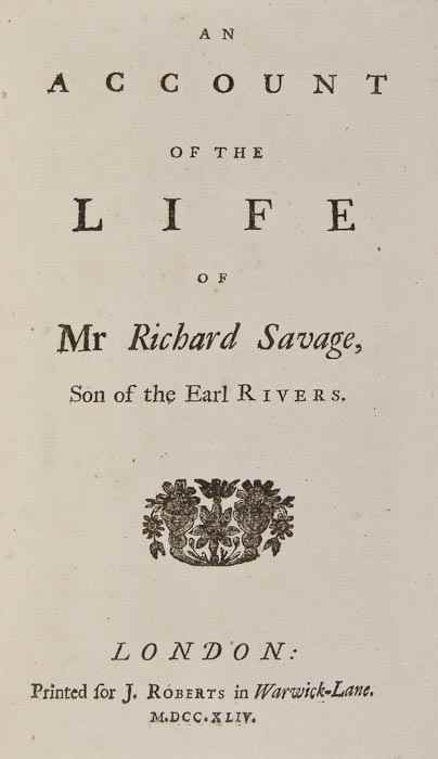 Appraisal: Johnson Samuel An Account of the Life of Mr Richard