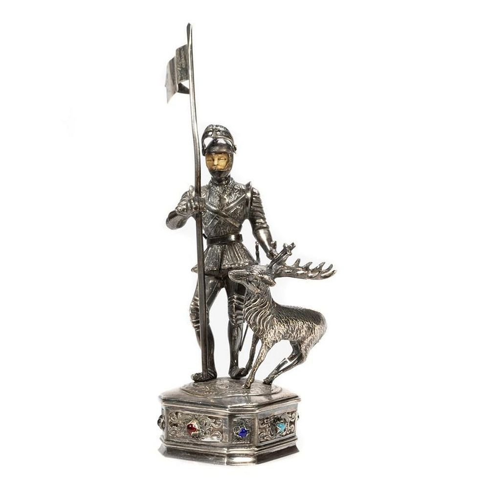 Appraisal: German Medieval-Style Sterling Silver Figure German Medieval-Style Sterling Silver Figure