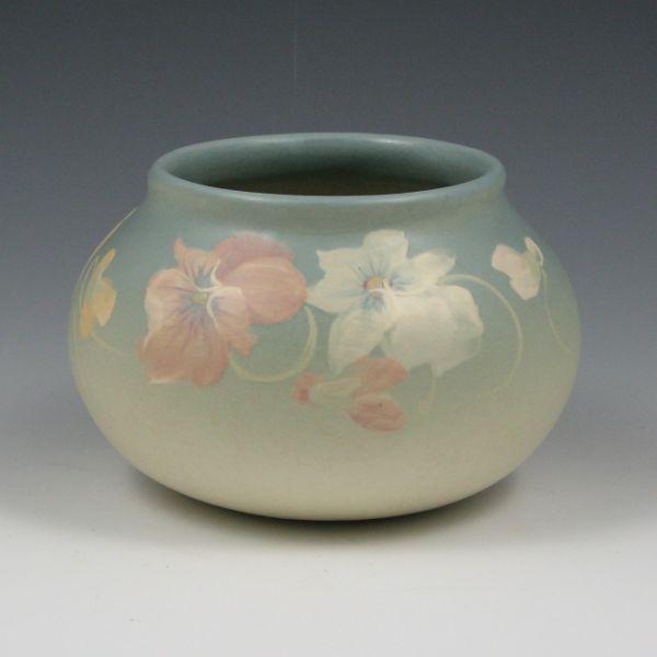 Appraisal: Weller Hudson Light rose bowl with multi-colored pansies Marked WELLER