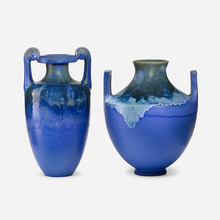 Appraisal: Fulper Pottery AMPHORA VASES SET OF TWO USA - Venetian