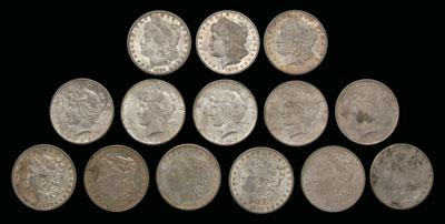 Appraisal: Fourteen U S silver dollars nine Morgan -S seven tail