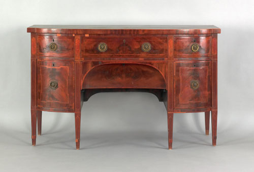 Appraisal: George III mahogany sideboard late th c the bowfront top