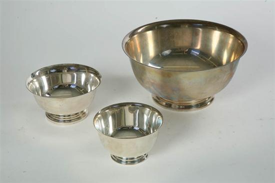 Appraisal: THREE STERLING BOWLS Footed bowls with flared rims Manufactured by