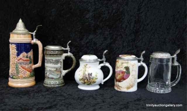 Appraisal: German Beer Steins w Hinged LidsFrom the estate is a